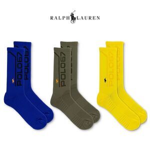 Polo Ralph Lauren Men's Performance Crew Socks - Yellow, Blue, Green, Size 10-13